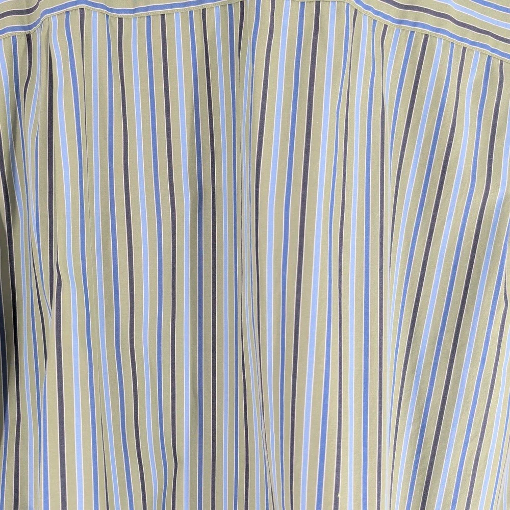 Austin Reed London Classic Striped Cotton‎ Button Down Shirt Green Blue Size L
